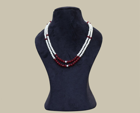 2 row plastic pearl cut glass bead necklace