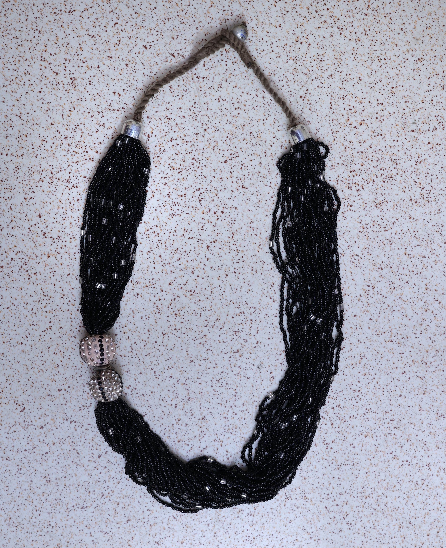 Black Silver Glass Necklace