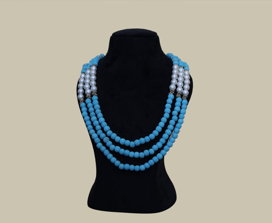 3 row ccp with wooden plastic pearl bead necklace