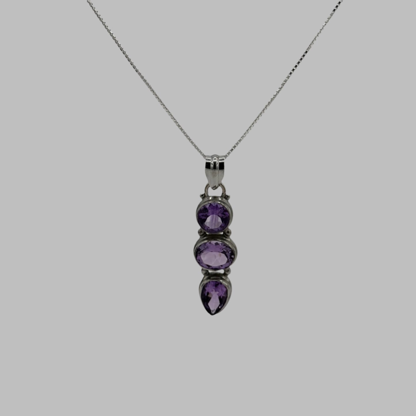 3 Stone Amethyst Pendant