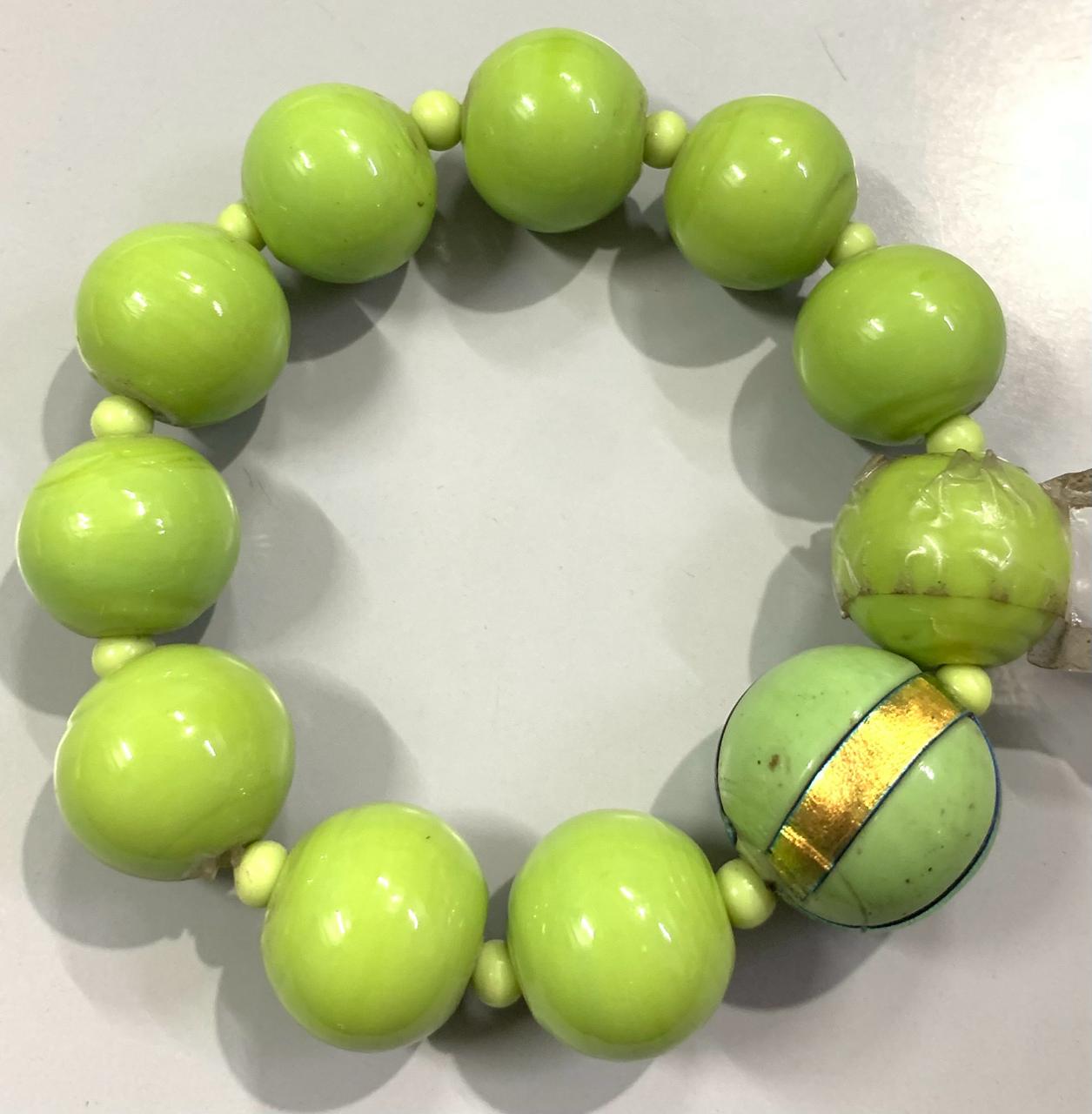Green Glass Bead Bracelet