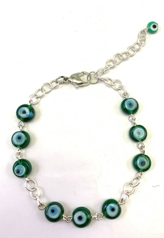 Green Blue Eye Glass Bracelet