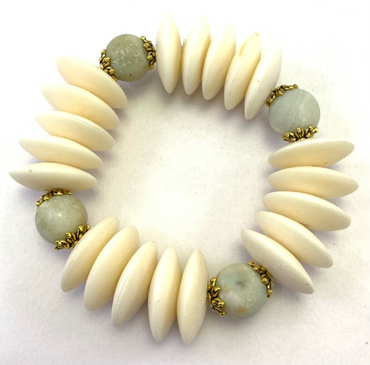 Stone/bone bead bracelet