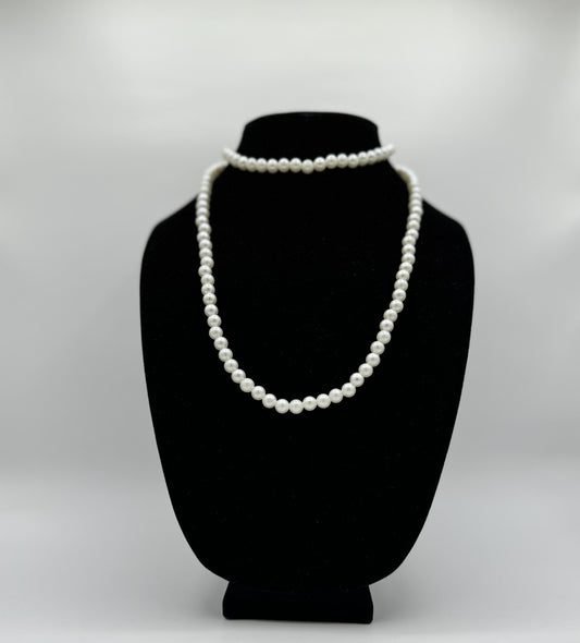 1 row pearl bead and pearl bead necklace