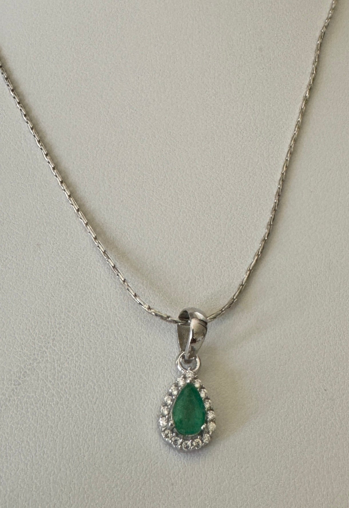 Emerald Pendant with Sterling Silver Chain