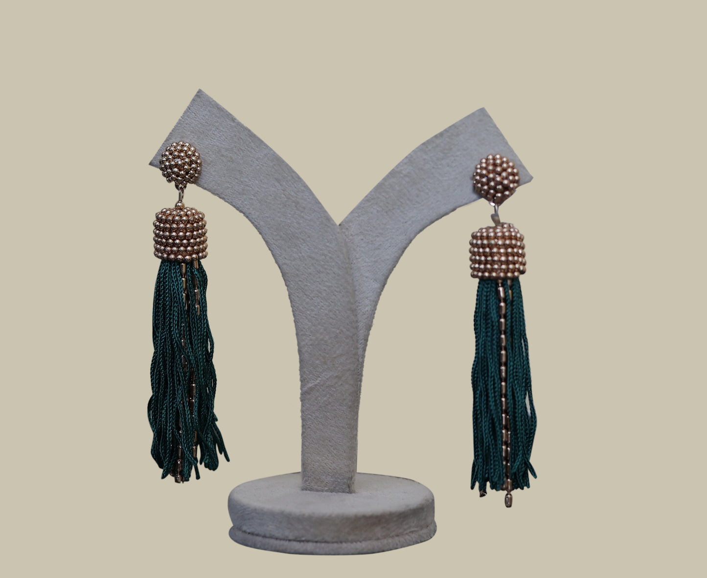 Silk Thread Earring with Gold Metal