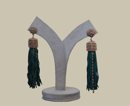 Silk Thread Earring with Gold Metal