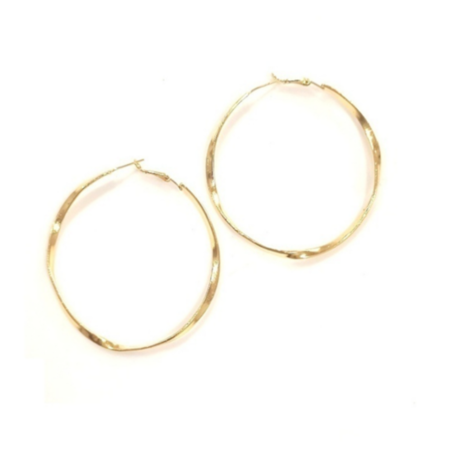 Twisted Brass Metal Hoop Earrings with 18K Gold Plating