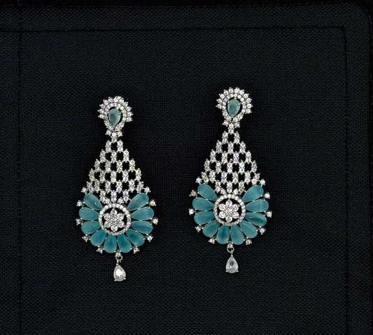 AD earring with turquoise blue semi precious stone
