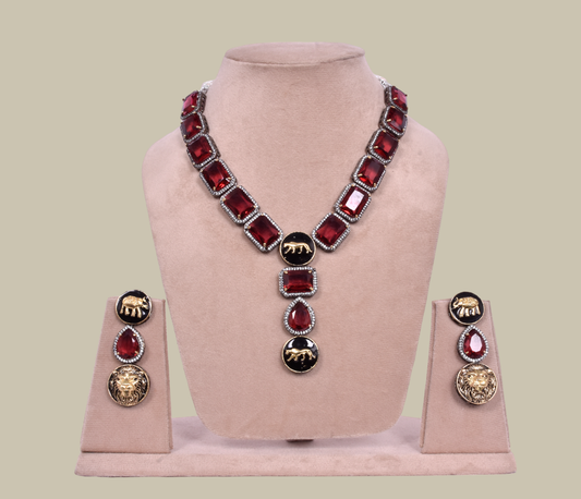 American Diamond Ruby Necklace