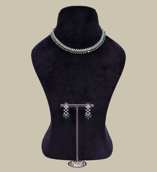 AD Necklace With Semi - Precious Stone