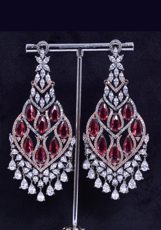 Ruby AD Earrings With Small White Zircon